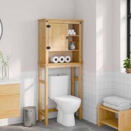 Berkfield Home Bathroom Washing Machine Cabinet Corona Solid Wood Pine in Brown - thumbnail 1