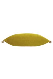 Paoletti Fiesta Soft Velvet Pom Pom Trimmed Cushion in Light Green - thumbnail 2