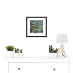 Artery8 Cezanne The Brook Landscape 8X8 Inch Square Wooden Framed Wall Art Print Picture with Mount in Black - thumbnail 2