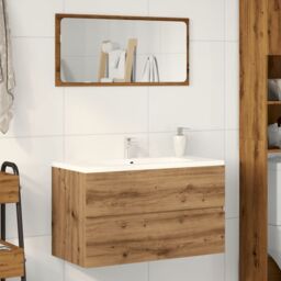 Berkfield Home Sink Cabinet Artisian Oak 90x38.5x45 cm Engineered Wood in Brown - thumbnail 3