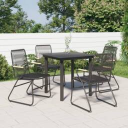 Berkfield Home 5 Piece Garden Dining Set Black PVC Rattan