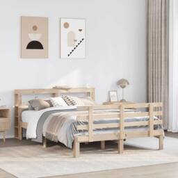 Berkfield Home Bed Frame with Headboard without Mattress 160x200 cm in Light Brown - thumbnail 2