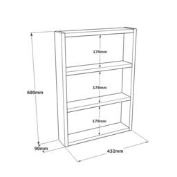 CALICOSY EMMA 3-Shelf Wall Shelf, 60Cm High in Light Oak - thumbnail 6
