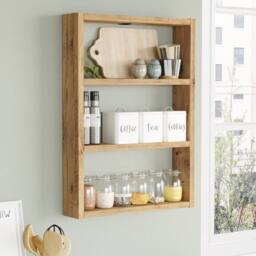 CALICOSY EMMA 3-Shelf Wall Shelf, 60Cm High in Light Oak - thumbnail 4