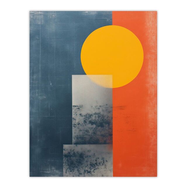 "Wee Blue Coo Wall Art Print Mustard On Steel Abstract Textured Style Living Room - Size: W18"" x H24""" - image 1