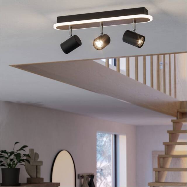 Loops Stylish Black & Brown Triple Ceiling Spotlight for Indoor Space - image 1