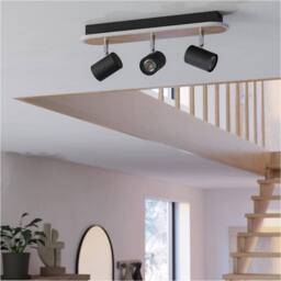 Loops Stylish Black & Brown Triple Ceiling Spotlight for Indoor Space - thumbnail 3