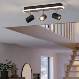 Loops Stylish Black & Brown Triple Ceiling Spotlight for Indoor Space - thumbnail 1