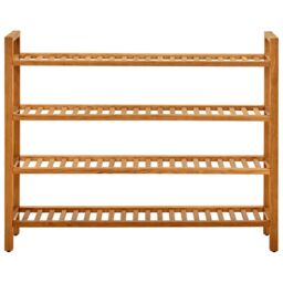 Berkfield Home Shoe Rack with 4 Shelves 100x27x80 cm Solid Oak Wood in Brown - Size: 100 x 27 x 80 cm - thumbnail 2