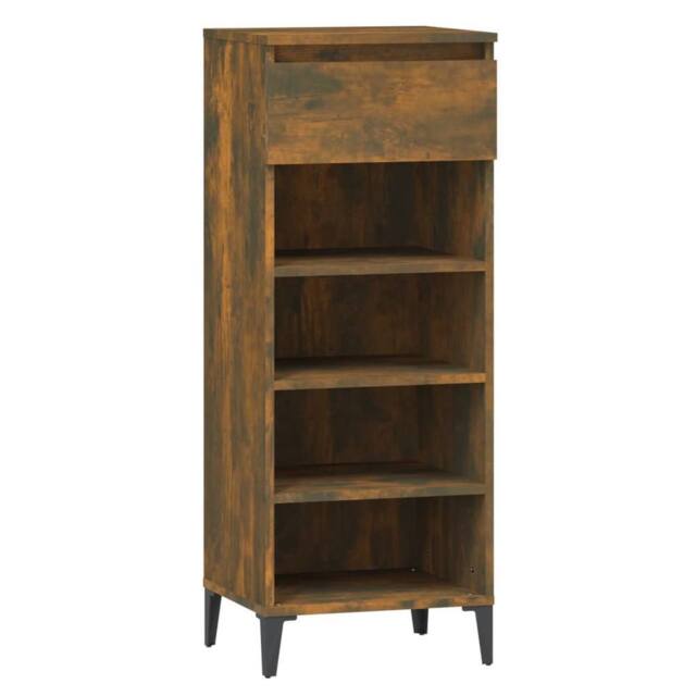 Berkfield Home Shoe Rack Smoked Oak 40x36x105 cm Engineered Wood in Brown - Size: 40 x 36 x 105 cm - image 1