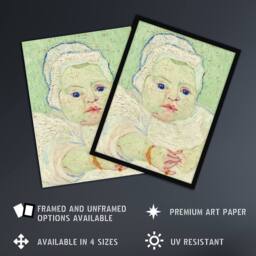 Artery8 Roulins Baby Portrait Van Gogh Vintage Framed Wall Art Print in Green - Size: A4 - thumbnail 2