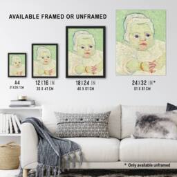 Artery8 Roulins Baby Portrait Van Gogh Vintage Framed Wall Art Print in Green - Size: A4 - thumbnail 3