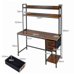 Kelvenix Computer Desk with Hutch Industrial Workstation Desk for Study in Brown - Size: 0.6m2 - thumbnail 2
