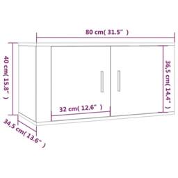 Berkfield Home Classic Wall-mounted TV Cabinets 2 pcs Smoked Oak 80x34.5x40 cm in Brown - thumbnail 9