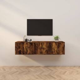 Berkfield Home Classic Wall-mounted TV Cabinets 2 pcs Smoked Oak 80x34.5x40 cm in Brown - thumbnail 2