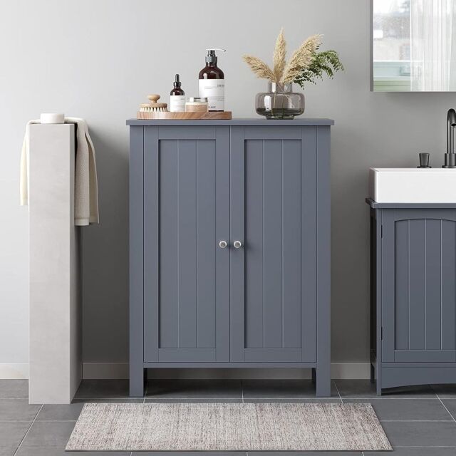 VASAGLE Freestanding Bathroom Cabinet with 2 Adjustable Shelves in Grey - image 1
