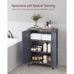 VASAGLE Freestanding Bathroom Cabinet with 2 Adjustable Shelves in Grey - thumbnail 3