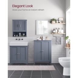 VASAGLE Freestanding Bathroom Cabinet with 2 Adjustable Shelves in Grey - thumbnail 7