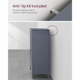 VASAGLE Freestanding Bathroom Cabinet with 2 Adjustable Shelves in Grey - thumbnail 6