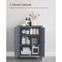 VASAGLE Freestanding Bathroom Cabinet with 2 Adjustable Shelves in Grey - thumbnail 5