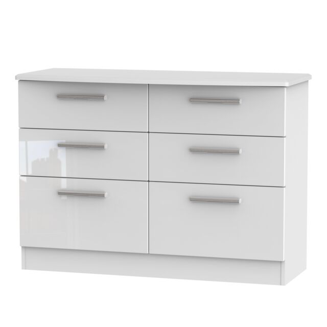 Ready Assembled 2 U Harrow 6 Drawer Wide Chest (Ready Assembled) in White - image 1