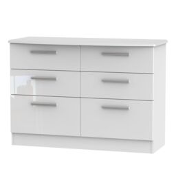 Ready Assembled 2 U Harrow 6 Drawer Wide Chest (Ready Assembled) in White - thumbnail 1
