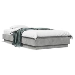 Berkfield Home Bed Frame without Mattress with LED Lights Concrete Grey 75x190 cm Small Single - thumbnail 1
