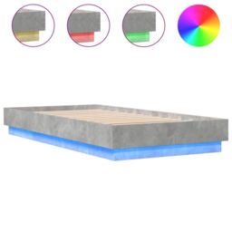 Berkfield Home Bed Frame without Mattress with LED Lights Concrete Grey 75x190 cm Small Single - thumbnail 2