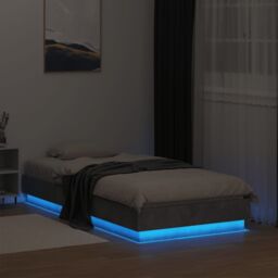 Berkfield Home Bed Frame without Mattress with LED Lights Concrete Grey 75x190 cm Small Single - thumbnail 5
