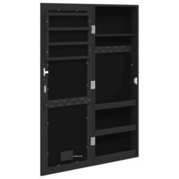 Berkfield Home Mirror Jewellery Cabinet with LED Lights Wall Mounted Black - thumbnail 8