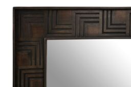 Orsina Boho Square Wall Mirror, Weathered Dark Mango Wood Frame With Carved Detail, Decorative Mirror in Brown - thumbnail 3