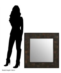 Orsina Boho Square Wall Mirror, Weathered Dark Mango Wood Frame With Carved Detail, Decorative Mirror in Brown - thumbnail 4