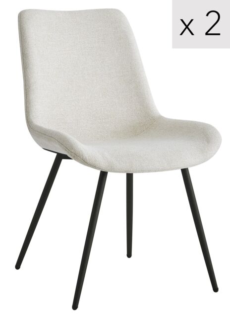 Nordlys Set of 2 Scandinavian Dining Chairs with Black Metal Legs in Beige - image 1