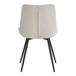 Nordlys Set of 2 Scandinavian Dining Chairs with Black Metal Legs in Beige - thumbnail 6