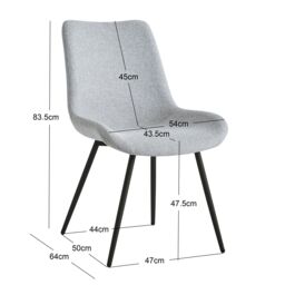 Nordlys Set of 2 Scandinavian Dining Chairs with Black Metal Legs in Beige - thumbnail 5
