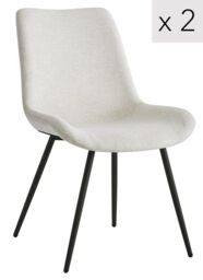 Nordlys Set of 2 Scandinavian Dining Chairs with Black Metal Legs in Beige - thumbnail 1