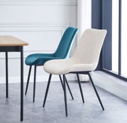 Nordlys Set of 2 Scandinavian Dining Chairs with Black Metal Legs in Beige - thumbnail 2