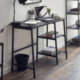 Cheshire Signature Halston Desk in Smoked Glass & Black - thumbnail 2