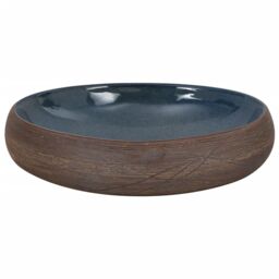 Berkfield Home Countertop Basin Brown & Blue Oval 59x40x15 cm Ceramic - Size: 59 x 40 x 15 cm - thumbnail 4