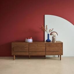 sweeek Vintage wood effect TV stand with 3 doors 150 cm in Dark Brown - thumbnail 4