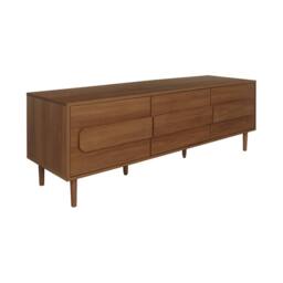 sweeek Vintage wood effect TV stand with 3 doors 150 cm in Dark Brown - thumbnail 2