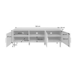 sweeek Vintage wood effect TV stand with 3 doors 150 cm in Dark Brown - thumbnail 5