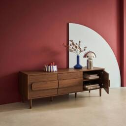 sweeek Vintage wood effect TV stand with 3 doors 150 cm in Dark Brown - thumbnail 6