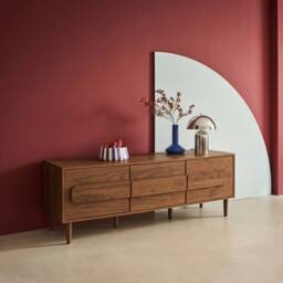 sweeek Vintage wood effect TV stand with 3 doors 150 cm in Dark Brown