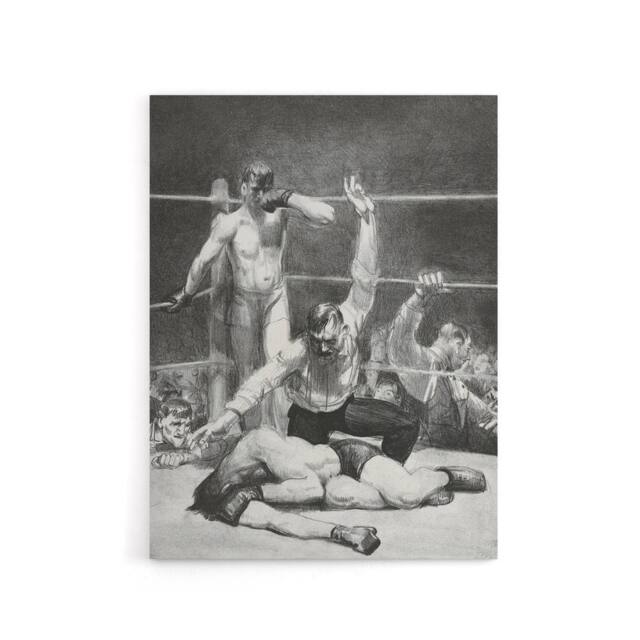 "Artery8 George Bellows Counted Out First Stone Boxing Canvas Wall Art Print in Grey - Size: W12"" x H16""" - image 1