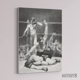 "Artery8 George Bellows Counted Out First Stone Boxing Canvas Wall Art Print in Grey - Size: W12"" x H16""" - thumbnail 2