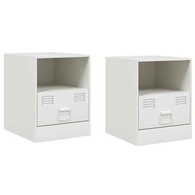 Berkfield Home Bedside Cabinets 2 pcs White 34.5x39x44 cm Steel - image 1
