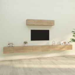 Berkfield Home 4 Piece TV Cabinet Set Sonoma Oak Engineered Wood in Brown - thumbnail 1