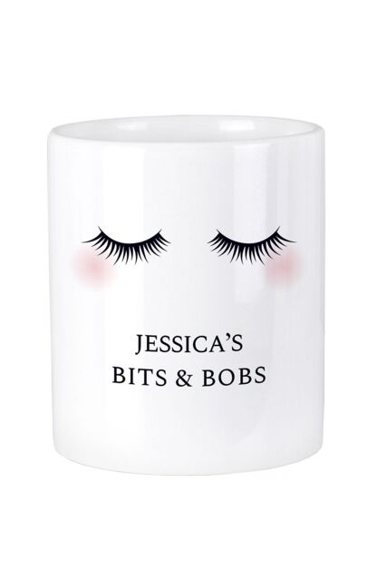 Personalised Memento Company Women's Eyelashes Ceramic Storage Pot in White - image 1