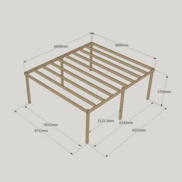 Rutland County Garden Furniture Ltd Garden Pergola 6 Posts - Wood - L480 x W660 x H270 cm - Rustic Brown - thumbnail 4